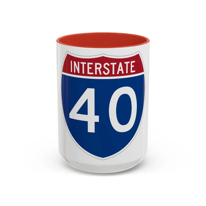 Interstate 40 (U.S. Highways) Accent Coffee Mug-15oz-Red-Go Mug Yourself