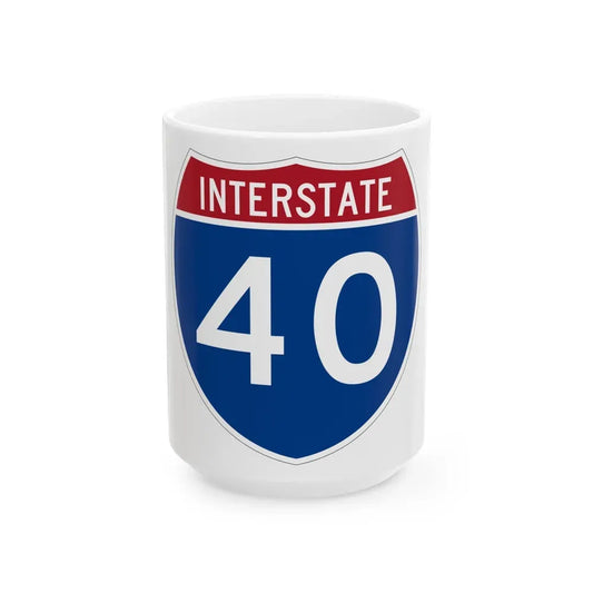 Interstate 40 (U.S. Highways) White Coffee Mug 15oz - Go Mug Yourself