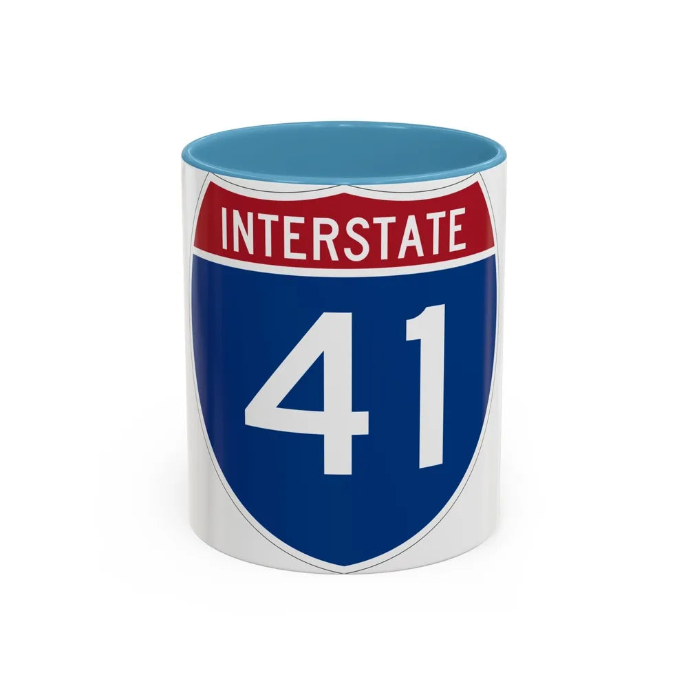 Interstate 41 (U.S. Highways) Accent Coffee Mug-11oz-Light Blue-Go Mug Yourself