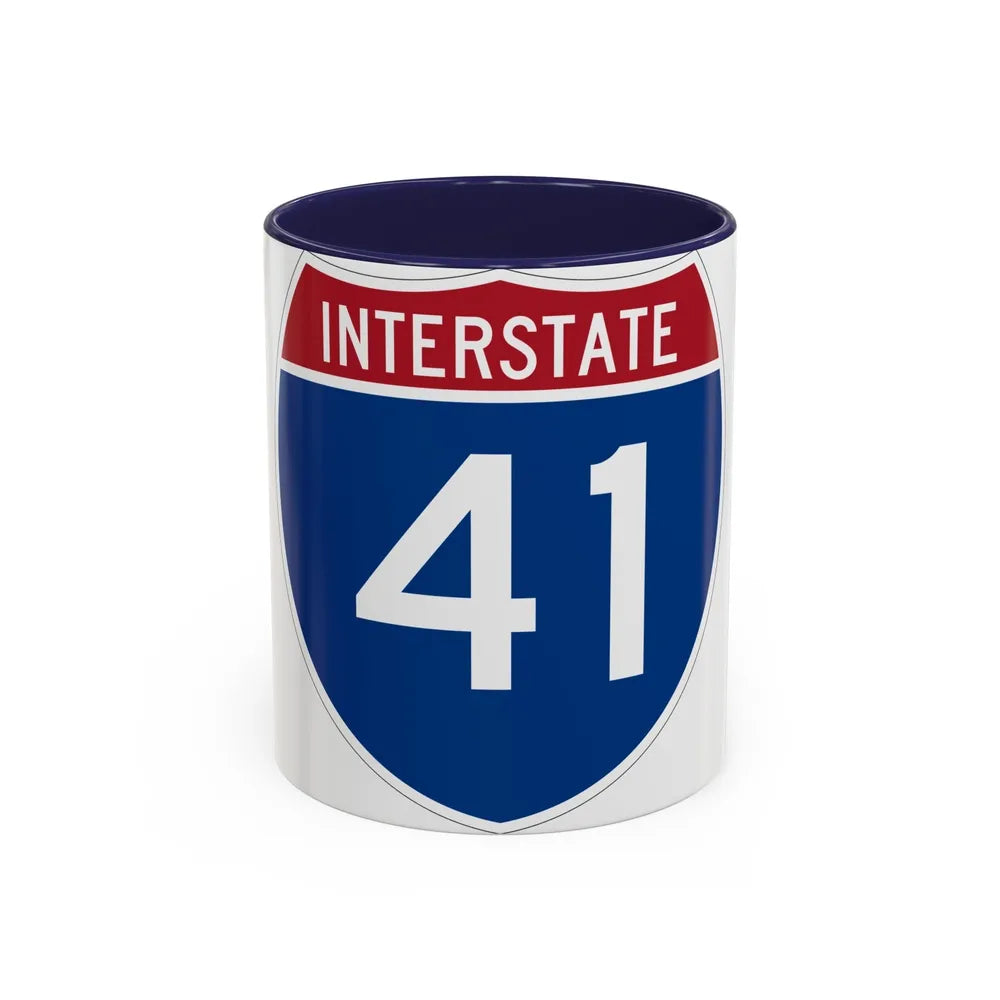 Interstate 41 (U.S. Highways) Accent Coffee Mug-11oz-Navy-Go Mug Yourself