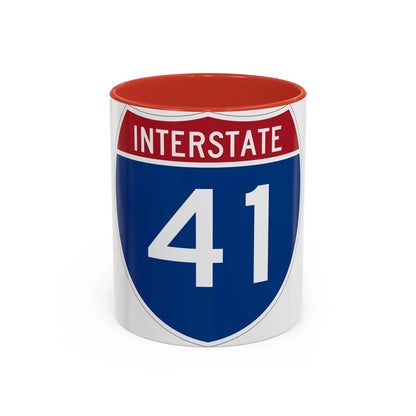 Interstate 41 (U.S. Highways) Accent Coffee Mug-11oz-Red-Go Mug Yourself