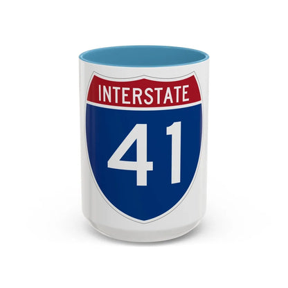 Interstate 41 (U.S. Highways) Accent Coffee Mug-15oz-Light Blue-Go Mug Yourself