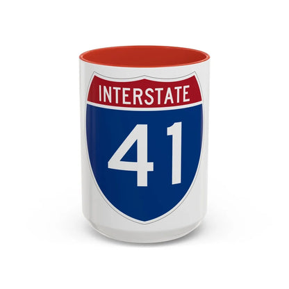 Interstate 41 (U.S. Highways) Accent Coffee Mug-15oz-Red-Go Mug Yourself