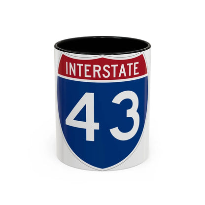 Interstate 43 (U.S. Highways) Accent Coffee Mug-11oz-Black-Go Mug Yourself