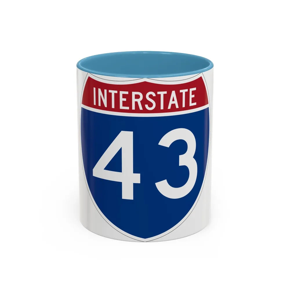 Interstate 43 (U.S. Highways) Accent Coffee Mug-11oz-Light Blue-Go Mug Yourself