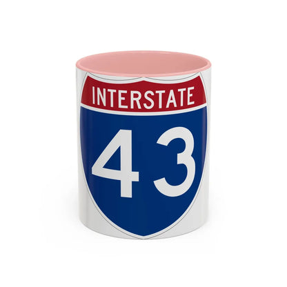 Interstate 43 (U.S. Highways) Accent Coffee Mug-11oz-Pink-Go Mug Yourself