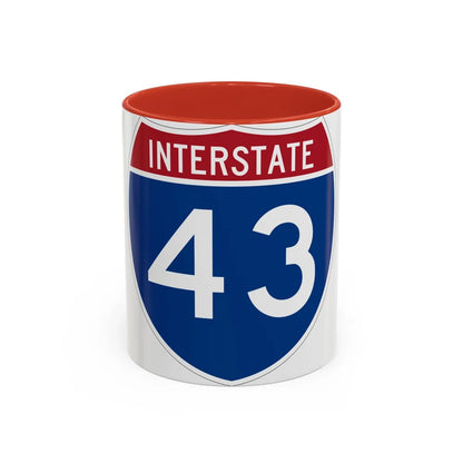 Interstate 43 (U.S. Highways) Accent Coffee Mug-11oz-Red-Go Mug Yourself