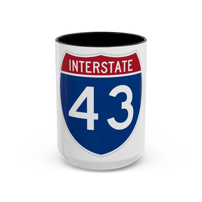 Interstate 43 (U.S. Highways) Accent Coffee Mug-15oz-Black-Go Mug Yourself