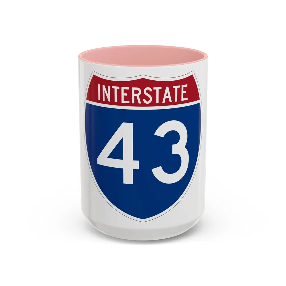 Interstate 43 (U.S. Highways) Accent Coffee Mug-15oz-Pink-Go Mug Yourself