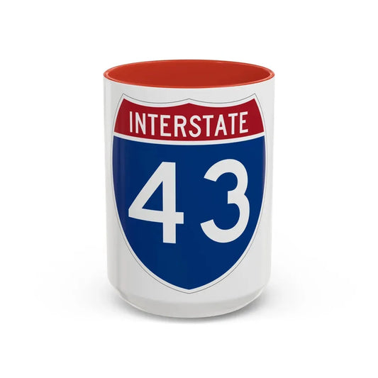 Interstate 43 (U.S. Highways) Accent Coffee Mug 15oz Red - Go Mug Yourself