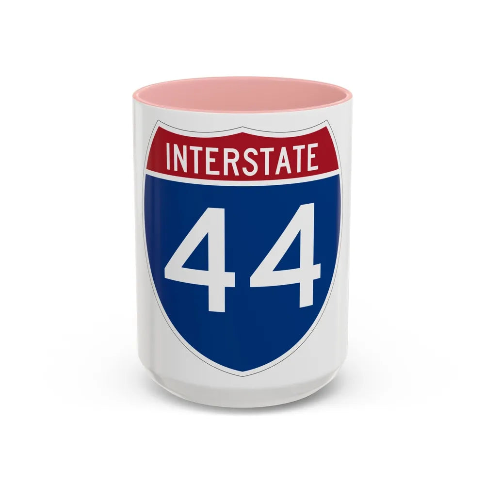 Interstate 44 (U.S. Highways) Accent Coffee Mug-15oz-Pink-Go Mug Yourself