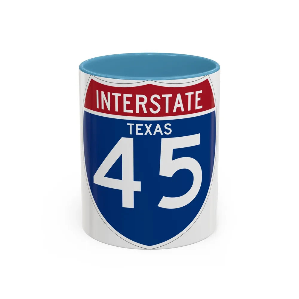 Interstate 45 (U.S. Highways) Accent Coffee Mug-11oz-Light Blue-Go Mug Yourself