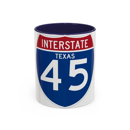 Interstate 45 (U.S. Highways) Accent Coffee Mug-11oz-Navy-Go Mug Yourself