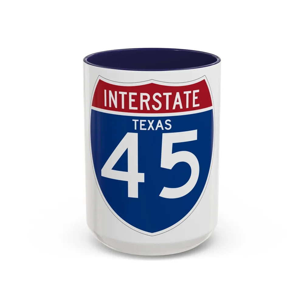 Interstate 45 (U.S. Highways) Accent Coffee Mug-15oz-Navy-Go Mug Yourself