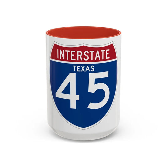 Interstate 45 (U.S. Highways) Accent Coffee Mug-15oz-Red-Go Mug Yourself