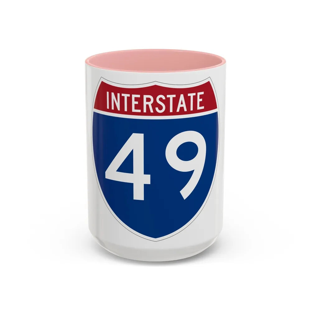 Interstate 49 (U.S. Highways) Accent Coffee Mug-15oz-Pink-Go Mug Yourself