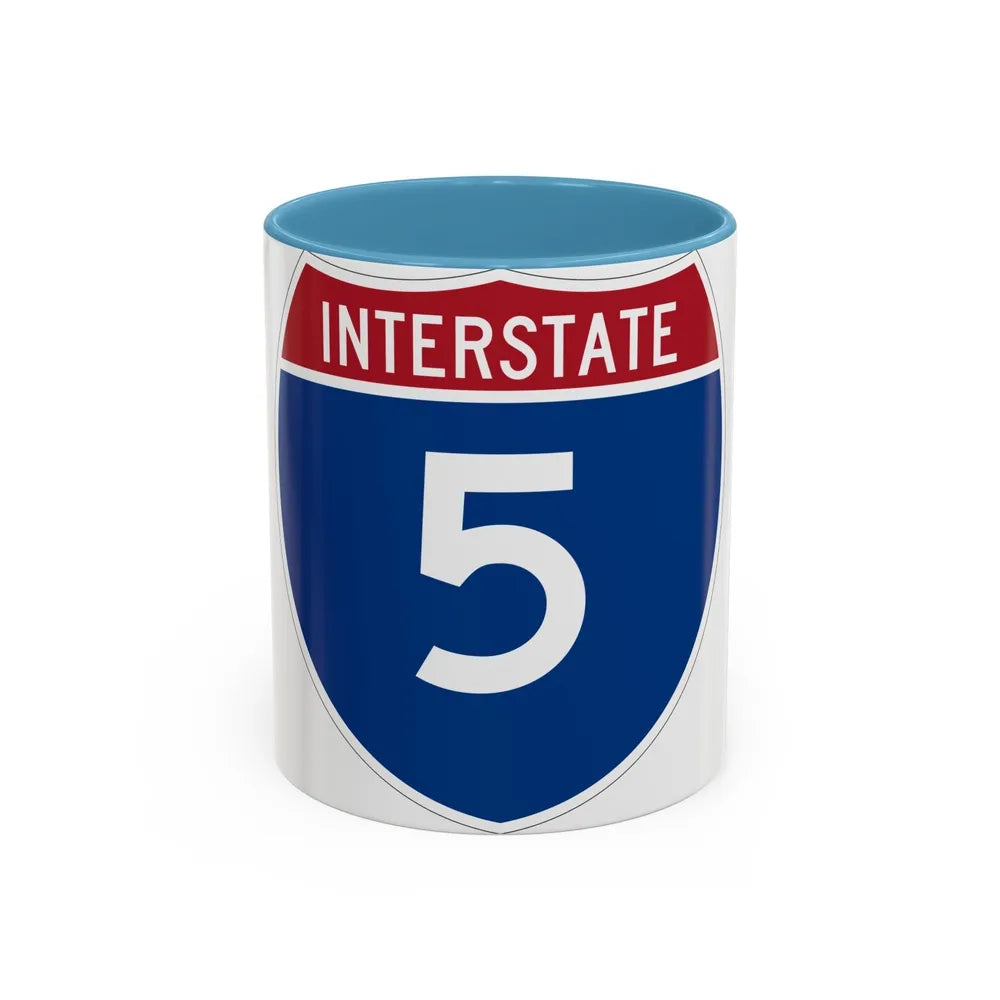 Interstate 5 (U.S. Highways) Accent Coffee Mug-11oz-Light Blue-Go Mug Yourself