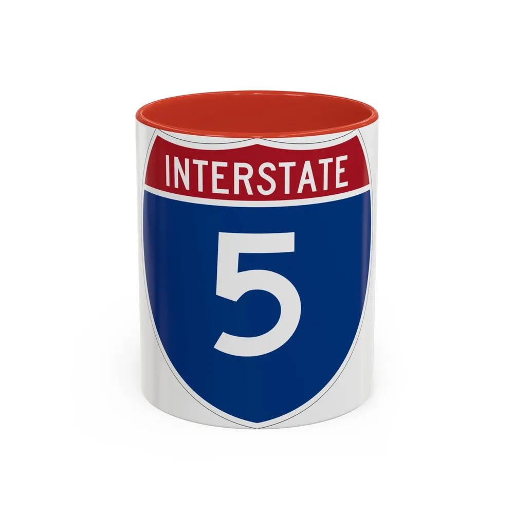 Interstate 5 (U.S. Highways) Accent Coffee Mug-11oz-Red-Go Mug Yourself