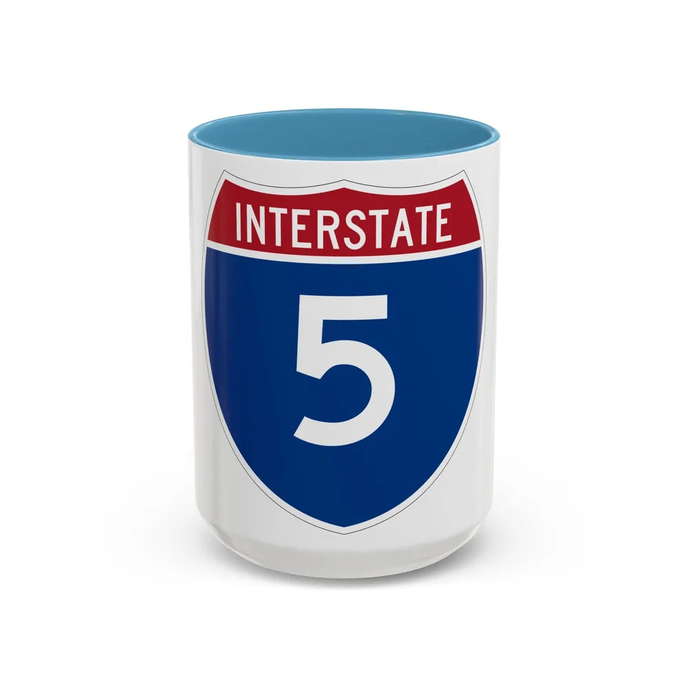 Interstate 5 (U.S. Highways) Accent Coffee Mug-15oz-Light Blue-Go Mug Yourself