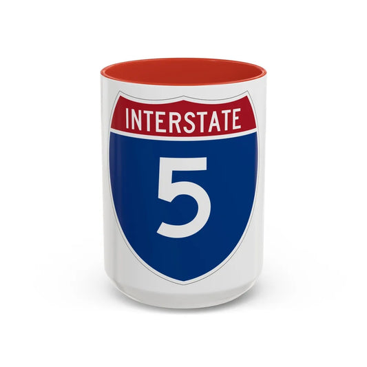 Interstate 5 (U.S. Highways) Accent Coffee Mug-15oz-Red-Go Mug Yourself