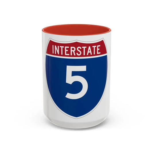 Interstate 5 (U.S. Highways) Accent Coffee Mug 15oz Red - Go Mug Yourself