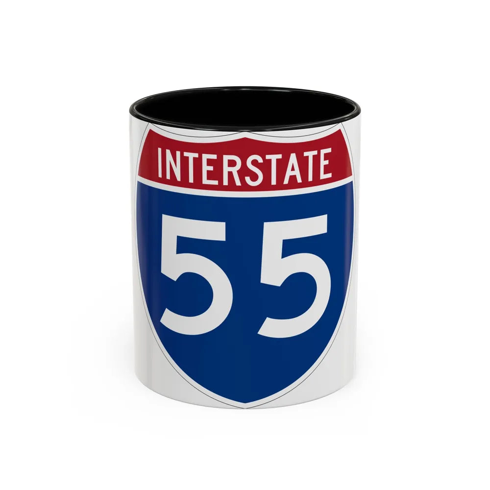 Interstate 55 (U.S. Highways) Accent Coffee Mug-11oz-Black-Go Mug Yourself