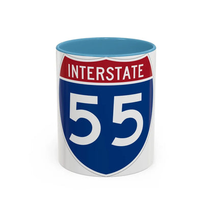 Interstate 55 (U.S. Highways) Accent Coffee Mug-11oz-Light Blue-Go Mug Yourself