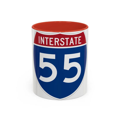 Interstate 55 (U.S. Highways) Accent Coffee Mug-11oz-Red-Go Mug Yourself