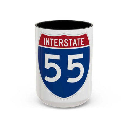 Interstate 55 (U.S. Highways) Accent Coffee Mug-15oz-Black-Go Mug Yourself