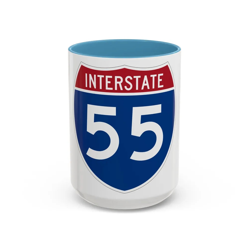 Interstate 55 (U.S. Highways) Accent Coffee Mug-15oz-Light Blue-Go Mug Yourself