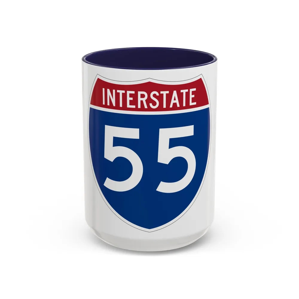 Interstate 55 (U.S. Highways) Accent Coffee Mug-15oz-Navy-Go Mug Yourself