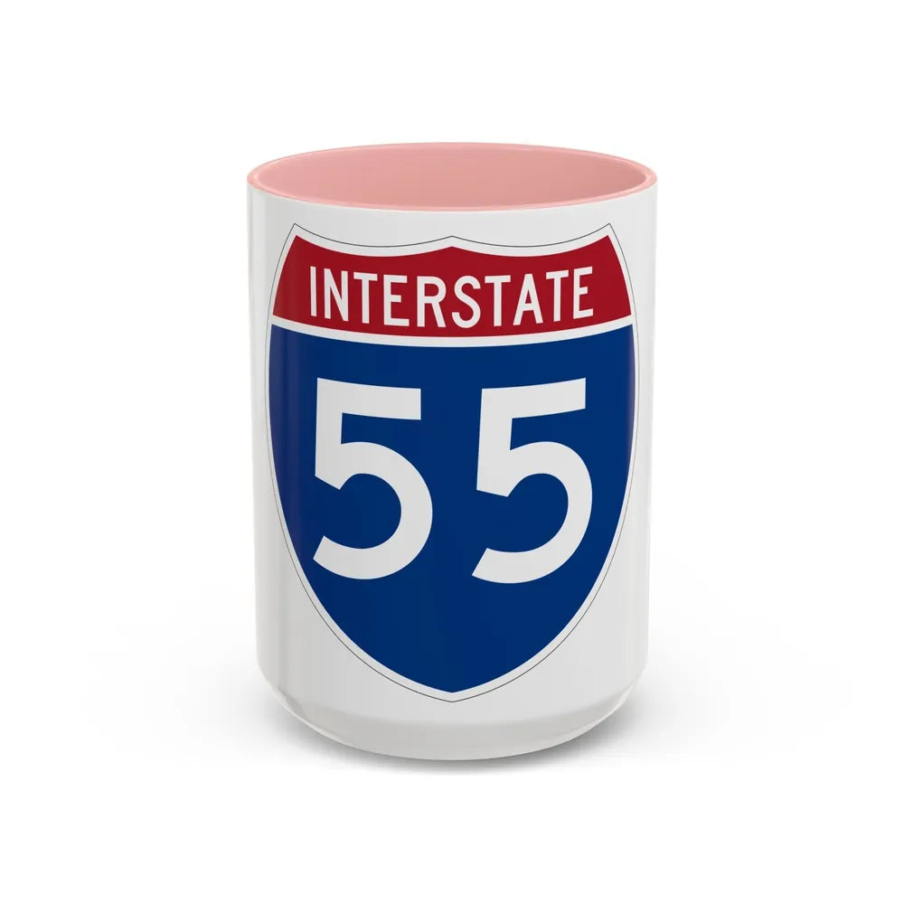 Interstate 55 (U.S. Highways) Accent Coffee Mug-15oz-Pink-Go Mug Yourself