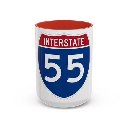 Interstate 55 (U.S. Highways) Accent Coffee Mug-15oz-Red-Go Mug Yourself