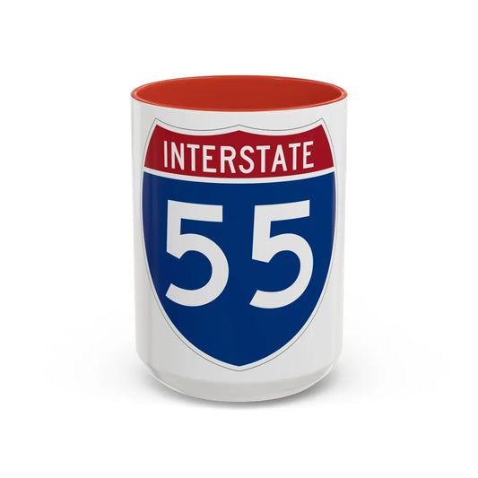 Interstate 55 (U.S. Highways) Accent Coffee Mug-15oz-Red-Go Mug Yourself