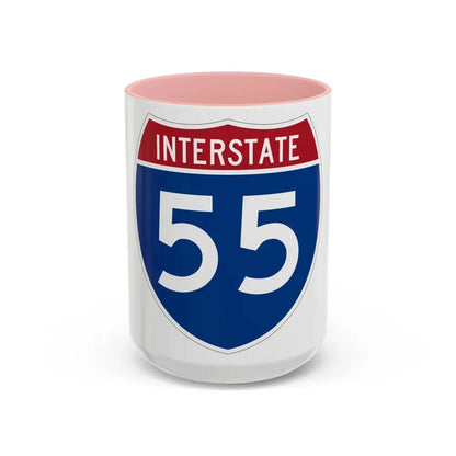 Interstate 55 (U.S. Highways) Accent Coffee Mug 15oz Pink - Go Mug Yourself