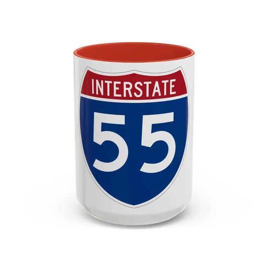Interstate 55 (U.S. Highways) Accent Coffee Mug 15oz Red - Go Mug Yourself