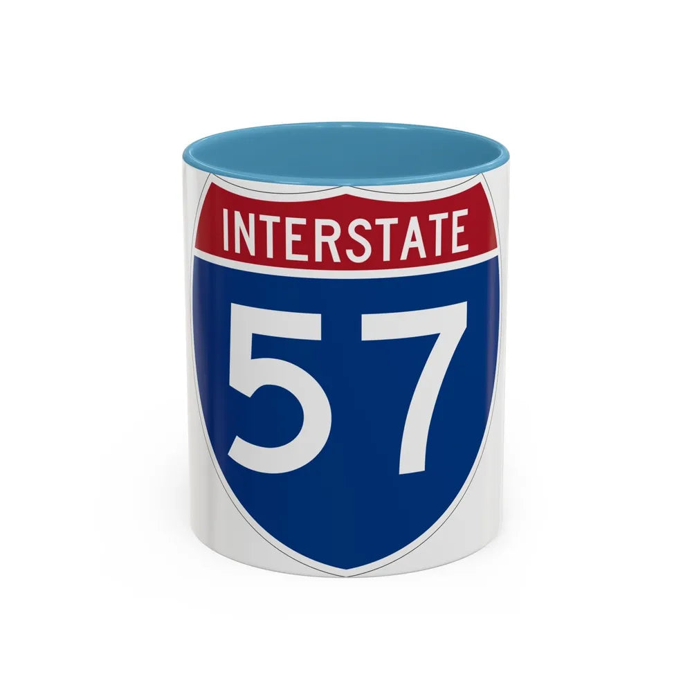 Interstate 57 (U.S. Highways) Accent Coffee Mug-11oz-Light Blue-Go Mug Yourself