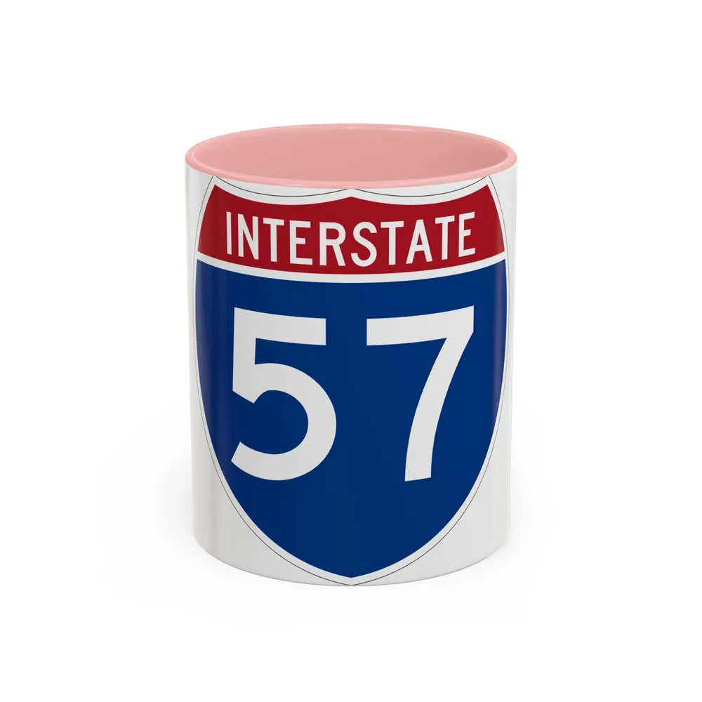 Interstate 57 (U.S. Highways) Accent Coffee Mug-11oz-Pink-Go Mug Yourself