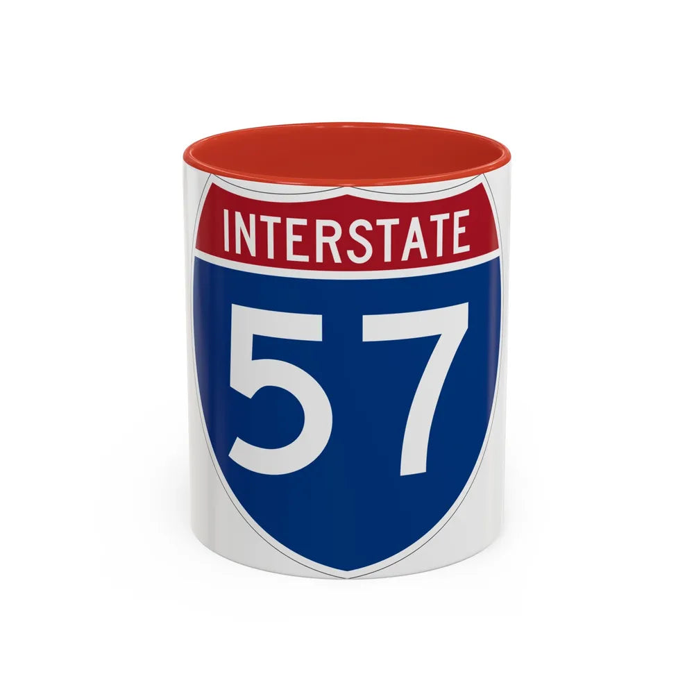 Interstate 57 (U.S. Highways) Accent Coffee Mug-11oz-Red-Go Mug Yourself