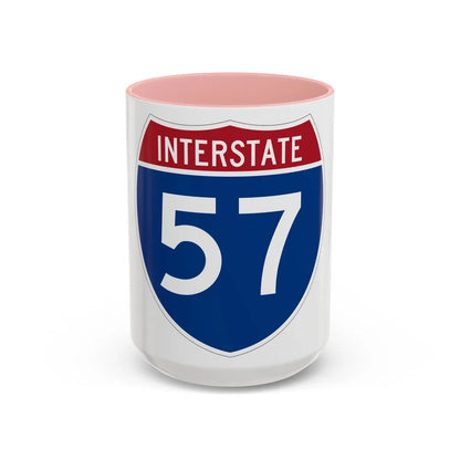 Interstate 57 (U.S. Highways) Accent Coffee Mug-15oz-Pink-Go Mug Yourself