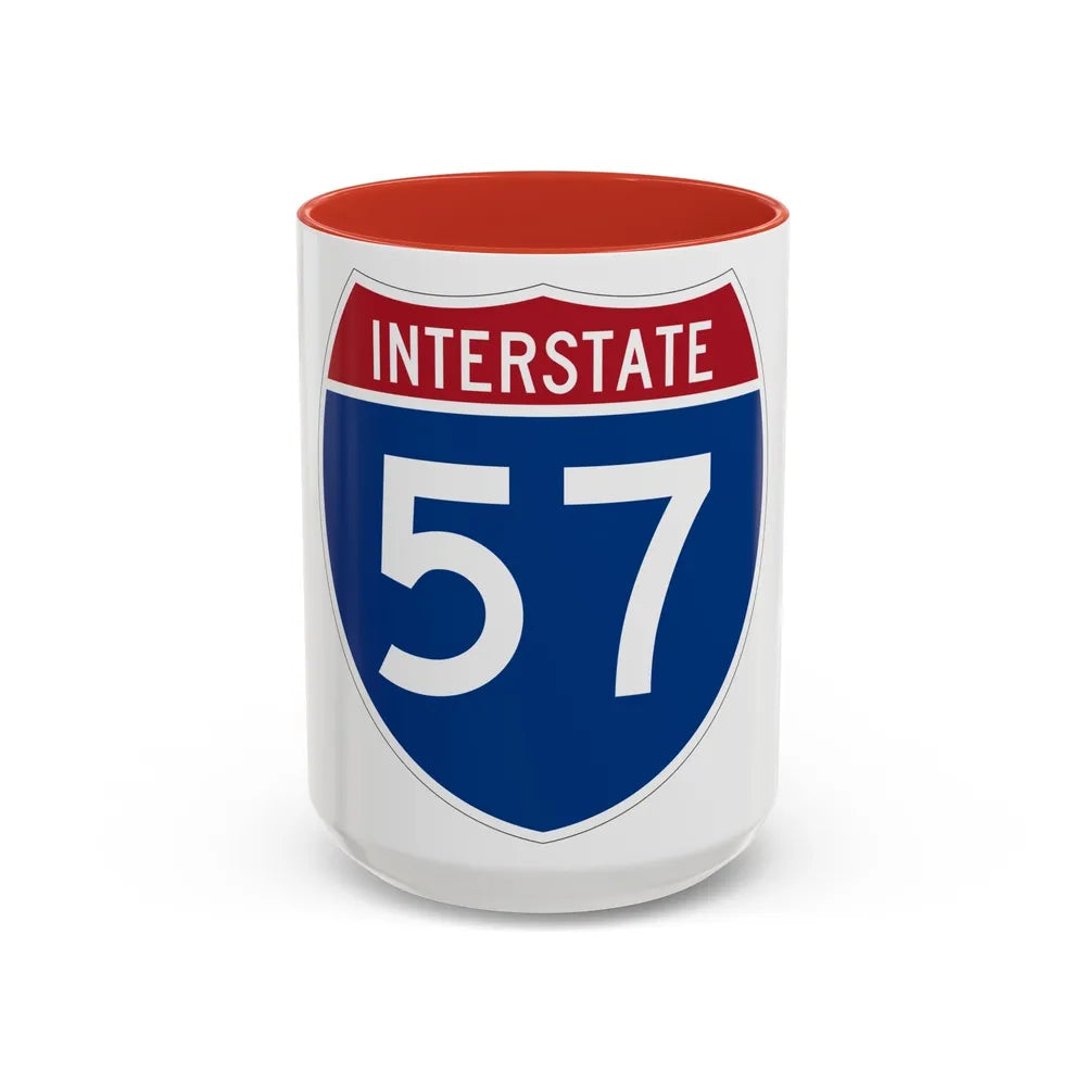 Interstate 57 (U.S. Highways) Accent Coffee Mug-15oz-Red-Go Mug Yourself