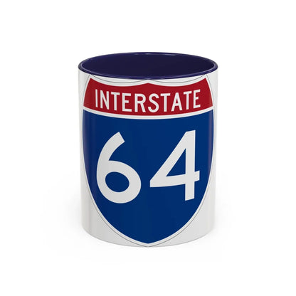 Interstate 64 (U.S. Highways) Accent Coffee Mug-11oz-Navy-Go Mug Yourself