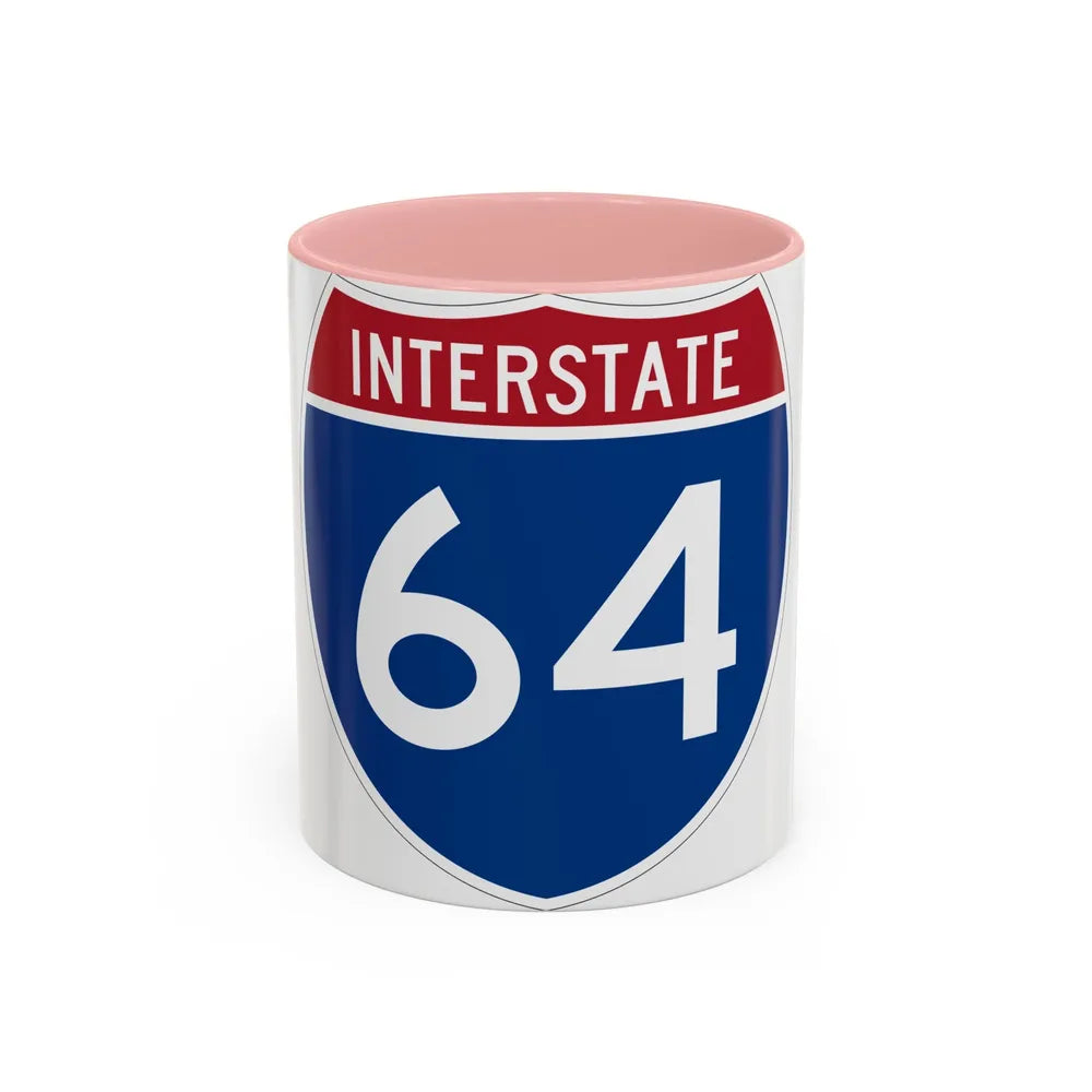 Interstate 64 (U.S. Highways) Accent Coffee Mug-11oz-Pink-Go Mug Yourself