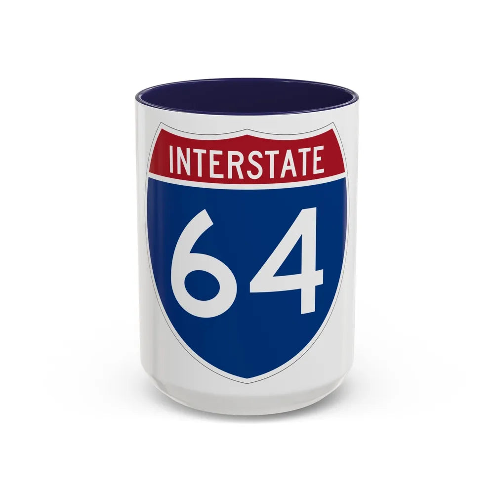 Interstate 64 (U.S. Highways) Accent Coffee Mug-15oz-Navy-Go Mug Yourself