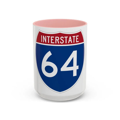 Interstate 64 (U.S. Highways) Accent Coffee Mug-15oz-Pink-Go Mug Yourself