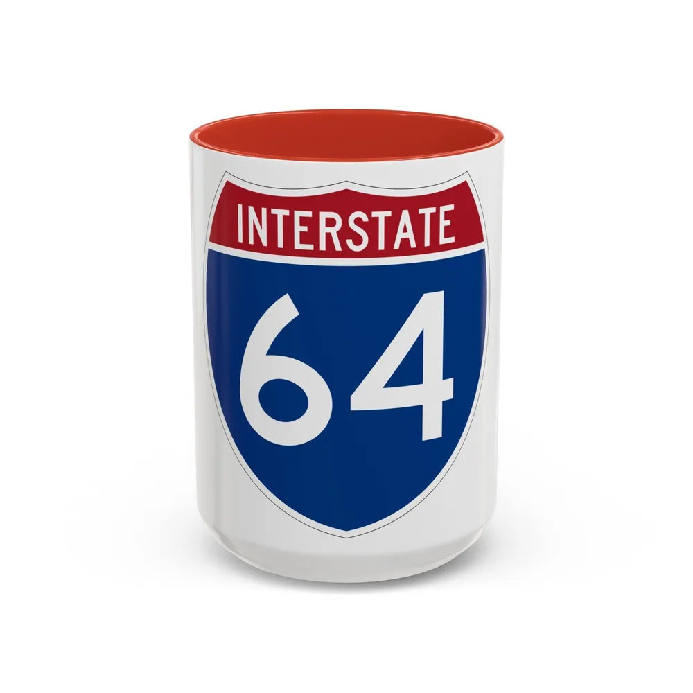 Interstate 64 (U.S. Highways) Accent Coffee Mug-15oz-Red-Go Mug Yourself