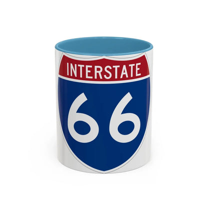 Interstate 66 (U.S. Highways) Accent Coffee Mug-11oz-Light Blue-Go Mug Yourself