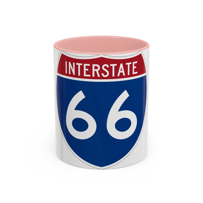 Interstate 66 (U.S. Highways) Accent Coffee Mug-11oz-Pink-Go Mug Yourself