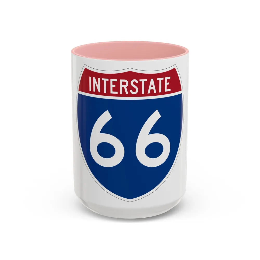 Interstate 66 (U.S. Highways) Accent Coffee Mug-15oz-Pink-Go Mug Yourself