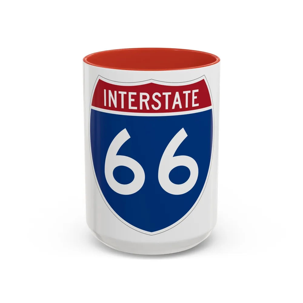 Interstate 66 (U.S. Highways) Accent Coffee Mug-15oz-Red-Go Mug Yourself